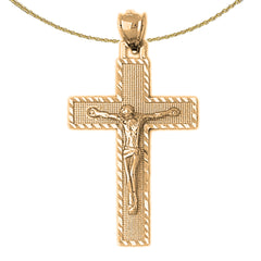 Sterling Silver Crucifix Pendant (Rhodium or Yellow Gold-plated)