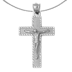 Sterling Silver Crucifix Pendant (Rhodium or Yellow Gold-plated)