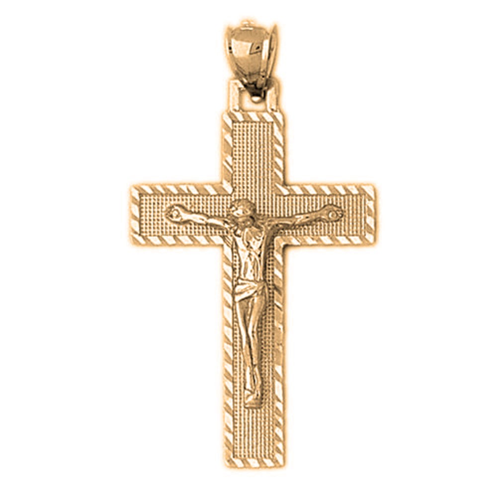 Yellow Gold-plated Silver Crucifix Pendant