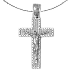 Sterling Silver Crucifix Pendant (Rhodium or Yellow Gold-plated)