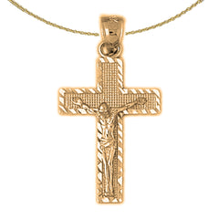 Sterling Silver Crucifix Pendant (Rhodium or Yellow Gold-plated)