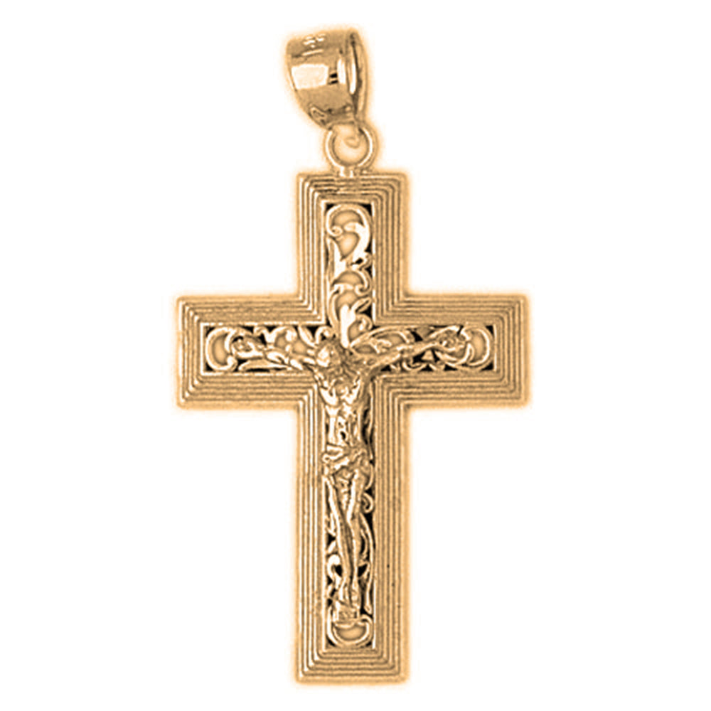 Yellow Gold-plated Silver Crucifix Pendant