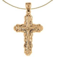 Sterling Silver Crucifix Pendant (Rhodium or Yellow Gold-plated)