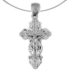 Sterling Silver Crucifix Pendant (Rhodium or Yellow Gold-plated)