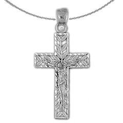 Sterling Silver Crucifix Pendant (Rhodium or Yellow Gold-plated)