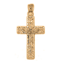 Yellow Gold-plated Silver Crucifix Pendant