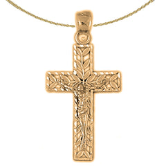 Sterling Silver Crucifix Pendant (Rhodium or Yellow Gold-plated)