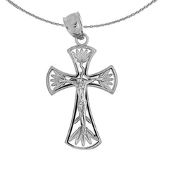 Sterling Silver Crucifix Pendant (Rhodium or Yellow Gold-plated)