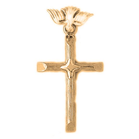Yellow Gold-plated Silver Cross With Dove Pendant