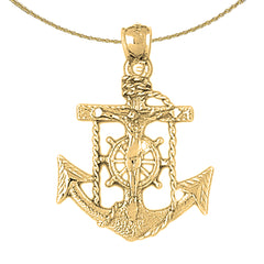 Colgante de cruz/crucifijo de marineros de plata de ley (bañado en rodio o oro amarillo)