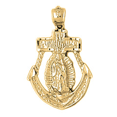 Yellow Gold-plated Silver Mariners Cross/Crucifix Pendant