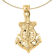 Sterling Silver Mariners Cross/Crucifix Pendant (Rhodium or Yellow Gold-plated)