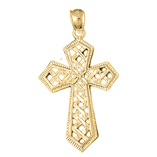 10K, 14K or 18K Gold Cross Weaved Passion Cross Pendant