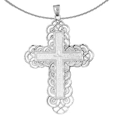 Sterling Silver Cross Pendant (Rhodium or Yellow Gold-plated)