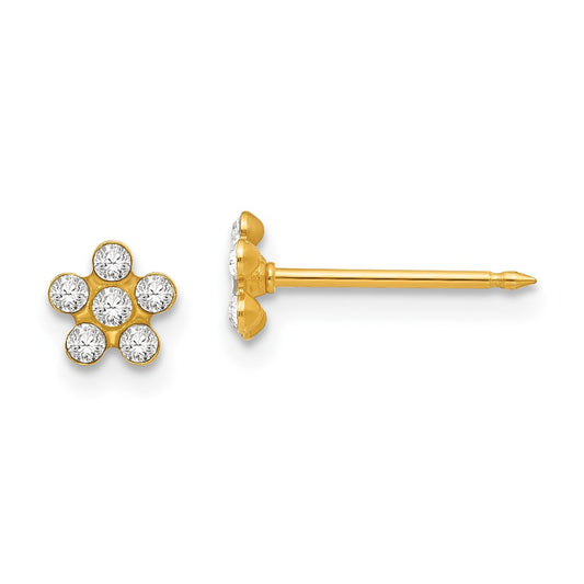Inverness 14K Yellow Gold April Crystal Birthstone Flower Earrings