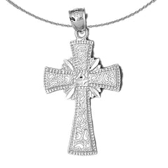 Sterling Silver Cross Pendant (Rhodium or Yellow Gold-plated)