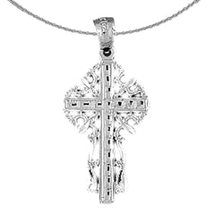 Sterling Silver Cross Pendant (Rhodium or Yellow Gold-plated)