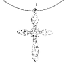 Sterling Silver Cross Pendant (Rhodium or Yellow Gold-plated)