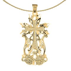 Sterling Silver Cross Pendant (Rhodium or Yellow Gold-plated)