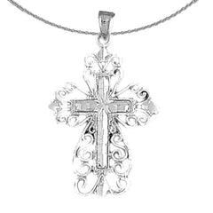 Sterling Silver Cross Pendant (Rhodium or Yellow Gold-plated)