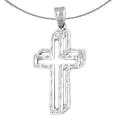 Sterling Silver Cross Pendant (Rhodium or Yellow Gold-plated)