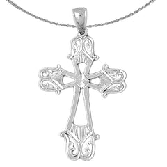 Sterling Silver Cross Pendant (Rhodium or Yellow Gold-plated)