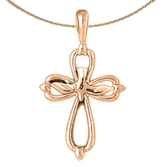 14K or 18K Gold Dove and Cross Pendant
