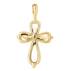 14K or 18K Gold Dove and Cross Pendant