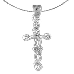 Sterling Silver Cross Pendant (Rhodium or Yellow Gold-plated)