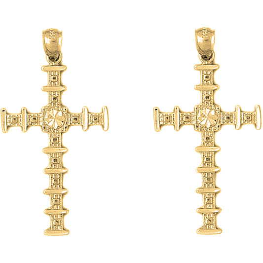 14K or 18K Gold 46mm Cross Earrings