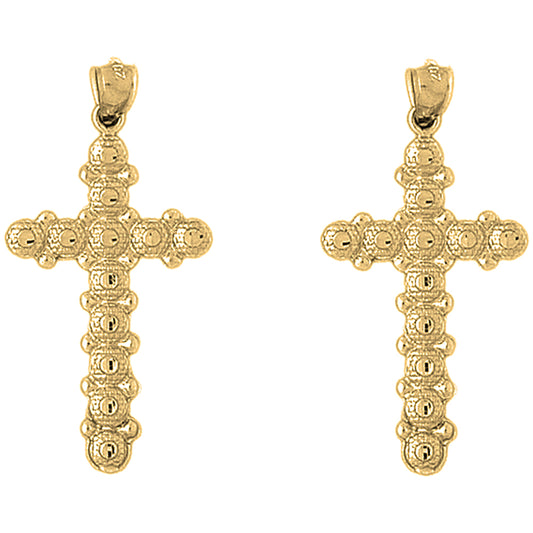 14K or 18K Gold 45mm Cross Earrings