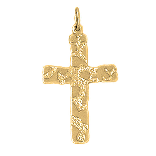 14K or 18K Gold Nugget Cross Pendant