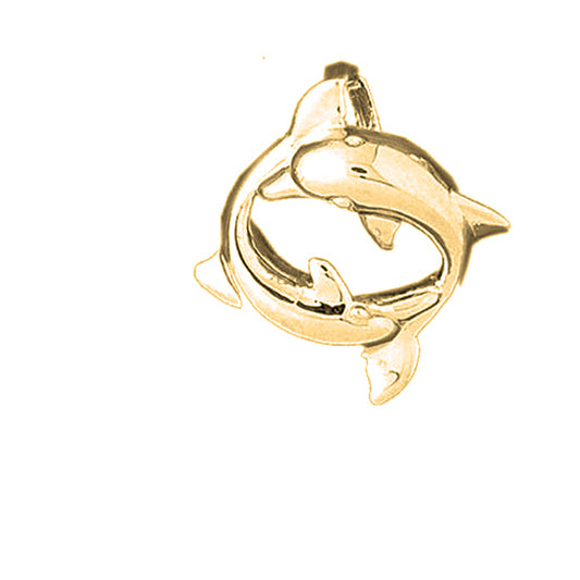 Yellow Gold-plated Silver Dolphins Pendant