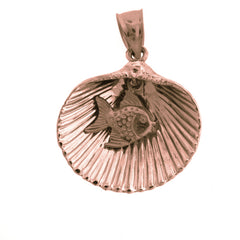 10K, 14K or 18K Gold Shell With Fish Pendant