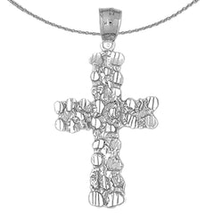 Sterling Silver Cross Pendant (Rhodium or Yellow Gold-plated)