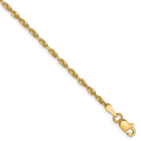 10K Yellow Gold 2mm Diamond-cut Lightweight Rope Chain