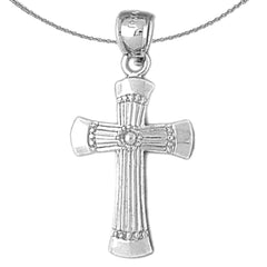 Colgante de cruz de plata de ley (bañado en rodio o oro amarillo)