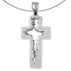 Sterling Silver Cross Pendant (Rhodium or Yellow Gold-plated)