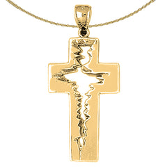 Sterling Silver Cross Pendant (Rhodium or Yellow Gold-plated)