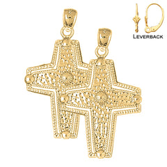 14K or 18K Gold Coticed Cross Earrings