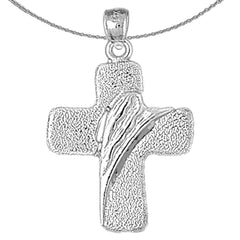 Sterling Silver Cross Pendant (Rhodium or Yellow Gold-plated)