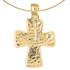 Sterling Silver Cross Pendant (Rhodium or Yellow Gold-plated)