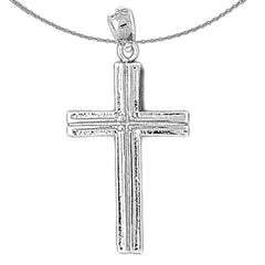 Sterling Silver Cross Pendant (Rhodium or Yellow Gold-plated)