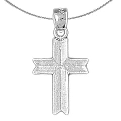 Sterling Silver Cross Pendant (Rhodium or Yellow Gold-plated)