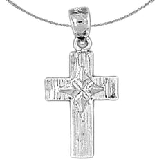 Sterling Silver Cross Pendant (Rhodium or Yellow Gold-plated)