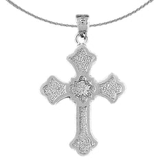 Sterling Silver Cross Pendant (Rhodium or Yellow Gold-plated)