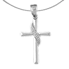 Sterling Silver Cross Pendant (Rhodium or Yellow Gold-plated)