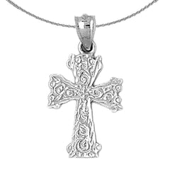 Sterling Silver Cross Pendant (Rhodium or Yellow Gold-plated)