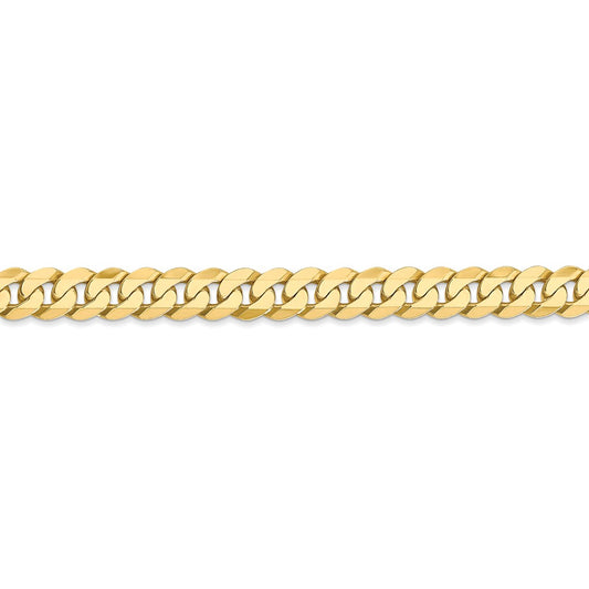 10K Yellow Gold 6.1mm Flat Beveled Curb Chain