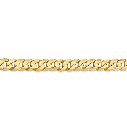 10K Yellow Gold 7.25mm Flat Beveled Curb Chain